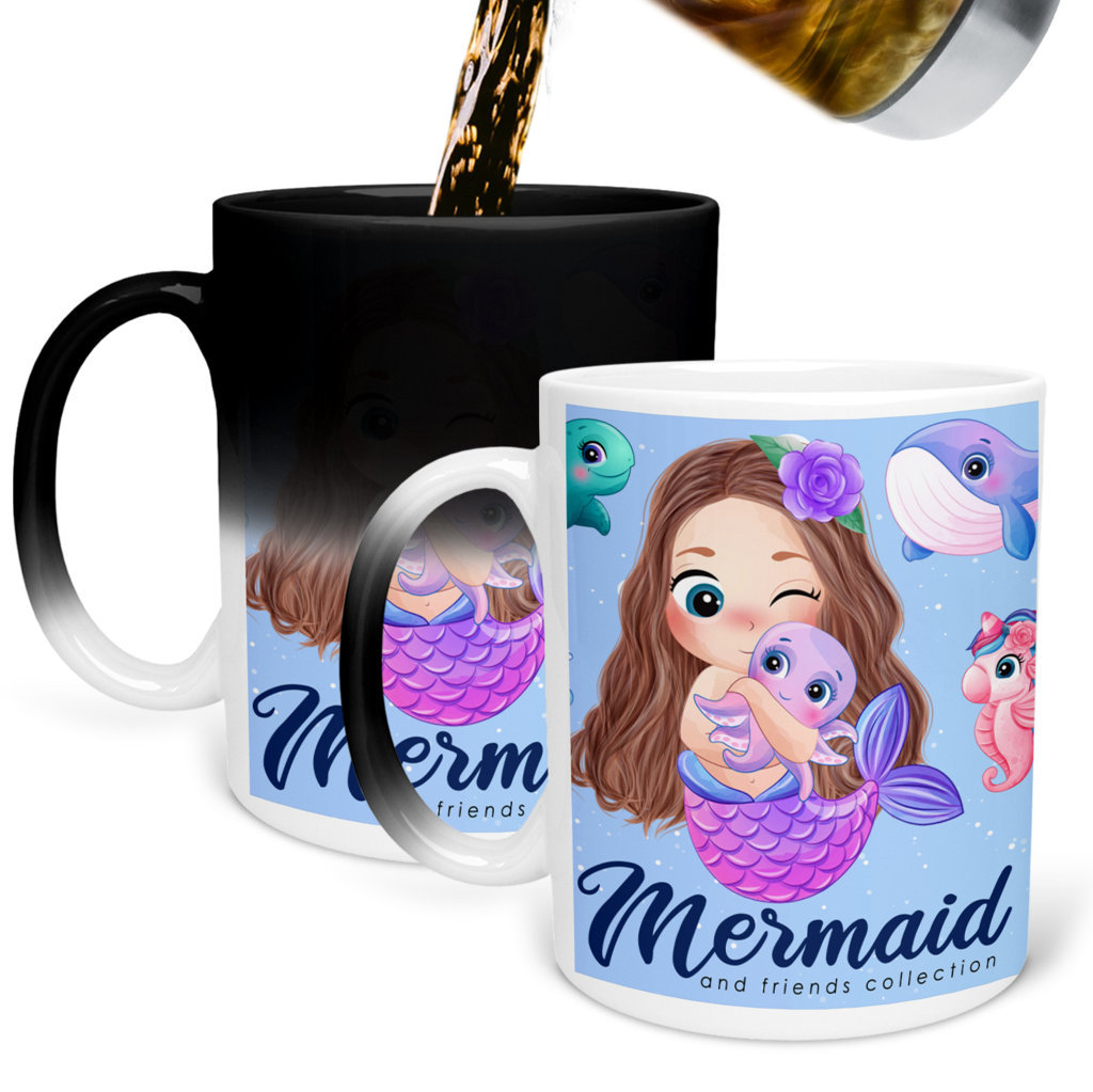 Printed Ceramic Coffee Mug | Friends | Mermaid and Friends | 325 Ml. 